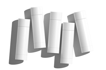 Lip balm container tubes with twist bottom and top cap mockup.