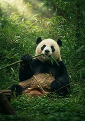 Obraz premium Panda Eating Bamboo 