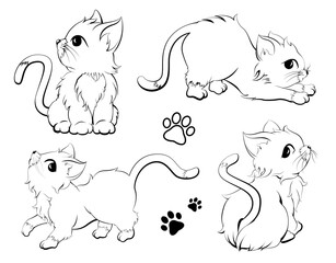 Adorable Cute Kitten Line Art Minimalist Hand-Drawn Cat Illustration Elegant Black and White Vector Design for Stickers, Prints, and More