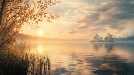 Naklejka premium Gentle waves on water surface with peaceful atmosphere