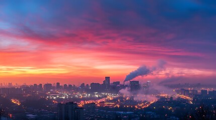 sunset over the city