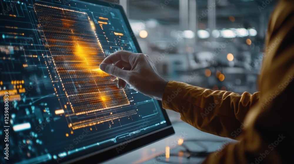 Poster futuristic digital data analysis dashboard with interactive connectivity visualization