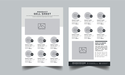 Product Line Sheet Template, Wholesale Template, Product Catalog Layout with 2 page design template