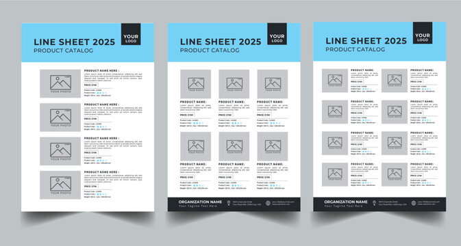 Product Line Sheet Template, Wholesale Template, Product Catalog Layout with 3 page design template