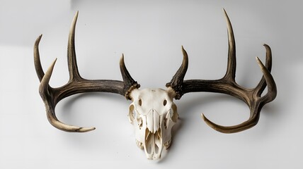 Deer Skull with Graceful Elongated Antlers and Smooth, Glossy Bone
