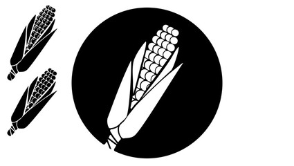 corn symbol, black isolated silhouette