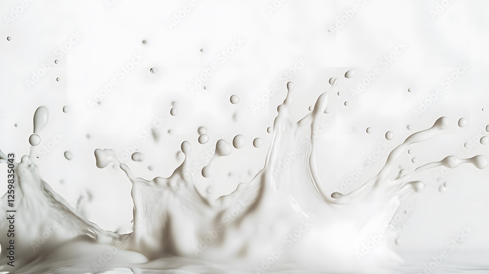 Poster white liquid splashing dynamically and elegantly