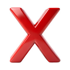3D Render Red Cross X Mark Isolated On Transparent Background
