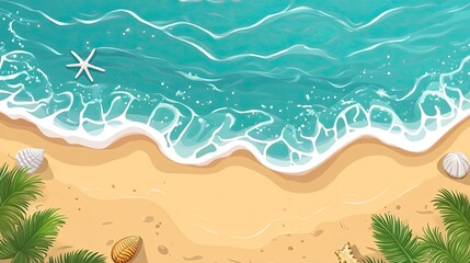 Obraz premium Ocean background with sea, sand, and coastline top view