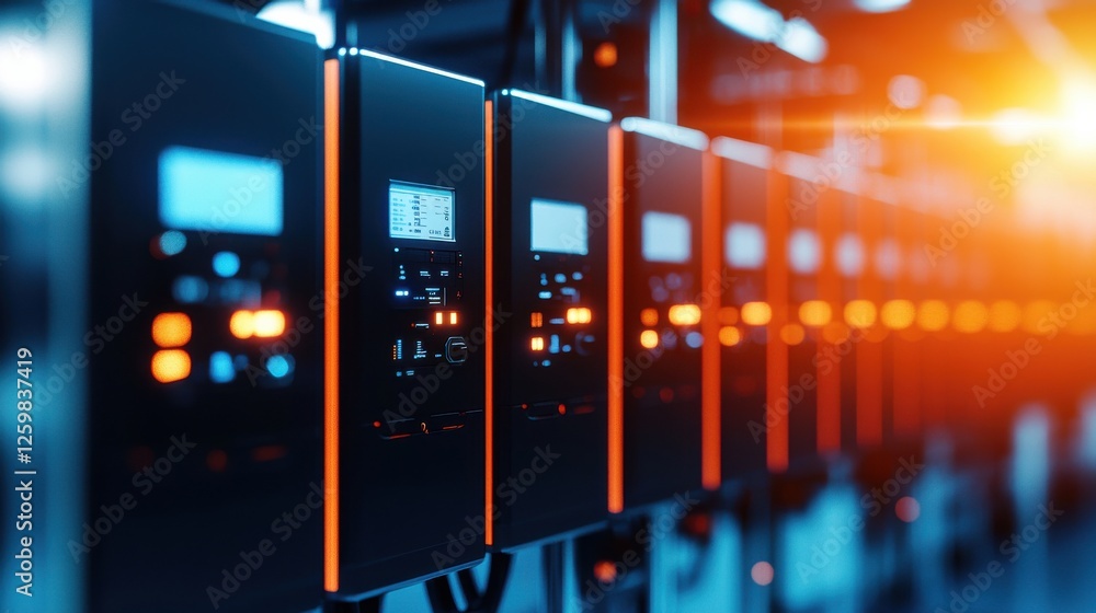 Aufkleber rows of sleek data server cabinets in a modern technology data center