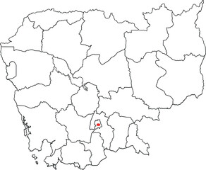 Capital Mark of Cambodia on its Map 
