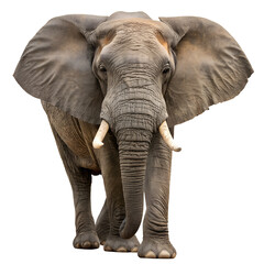 Obraz premium Front View of Majestic African Elephant Isolated on Transparent Background