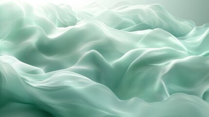 Obraz premium Soft mint green abstract background with gentle tones and fluid patterns. Emphasizing freshness and tranquility. Ideal for serene and modern designs.