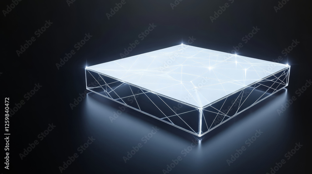 Poster 3d rendering of empty futuristic digital wall with glowing lines and sleek design, creating sense of
