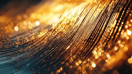 Abstract Shimmering Golden Light Rays Creating Radiant Luminous Textured Glittering Background