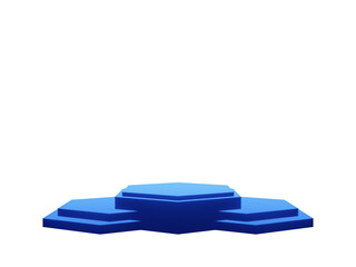3D blue geometric product podium