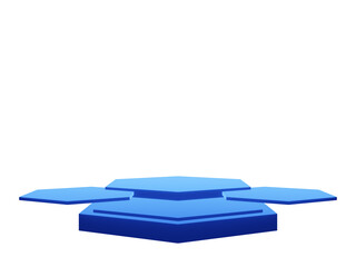 3D blue geometric product podium