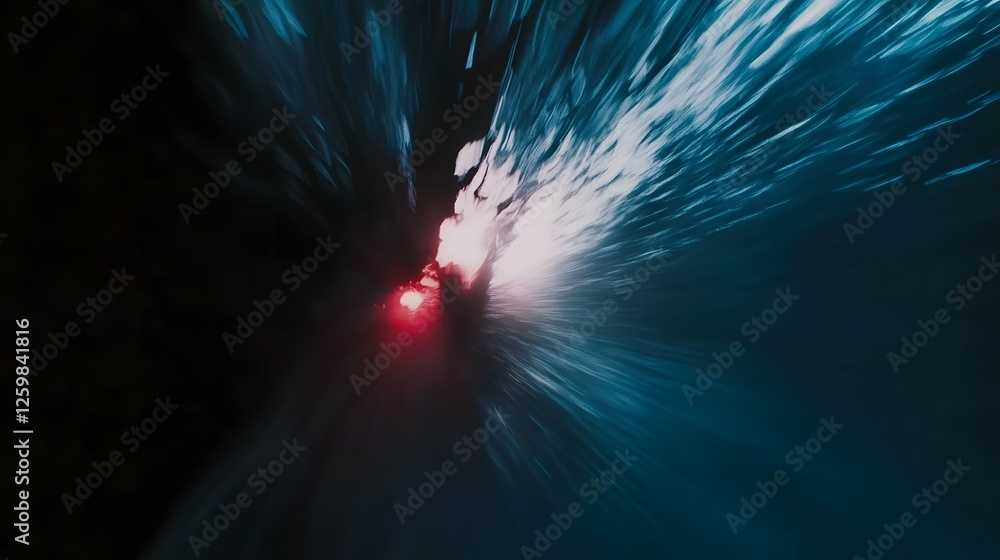 Poster mesmerizing cosmic explosion of vibrant energy and motion featuring a burst of colorful light streak