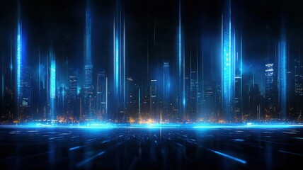 Futuristic light show urban landscape digital art night vibrant nighttime aesthetic