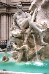 Sculpture in the Fountain of River in Piazza Navona	
