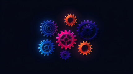 vibrant illustration of colorful gears in motion, showcasing dynamic interplay of design and technology. bright hues create engaging visual experience