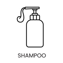 A pump bottle with a flowing liquid, symbolizing liquid shampoo or hair care product, in vector style, with an editable stroke