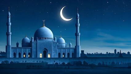 mosque for ramadhan background illustration