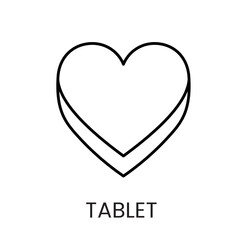 A heart shaped tablet icon in vector, symbolizing love and care in medication, with an editable stroke