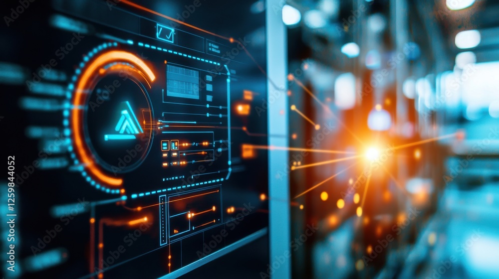 Poster cutting edge digital interface showcasing advanced data visualization and technological innovation