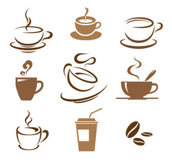 Obraz premium Stylish Coffee Cup Icon Minimalist Vector Illustration Perfect for Cafes, Menus, Logos, and Branding Designs