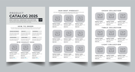  Product Line Sheet Template, Wholesale Template, Product Catalog Layout with 3 page design template