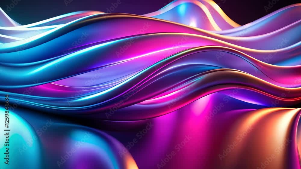 Poster flowing waves of vibrant color transform the atmosphere into a mesmerizing digital art experience. g