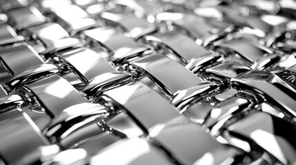 Obraz premium Shimmering chrome metallic surface with reflective geometric pattern background