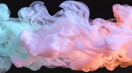 Abstract digital art piece that appears to be made up of different shades of pink and blue smoke. the smoke is flowing in different directions, creating a sense of movement and energy.