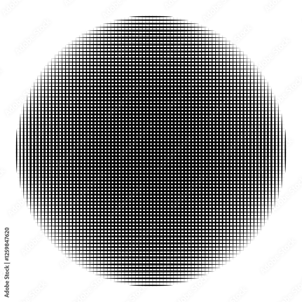 Poster Black and white circular pattern with intersecting lines forming a grid
