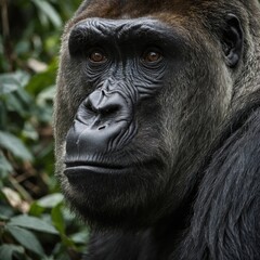 Get an eye-level portrait of a gorilla for a human-like expression.