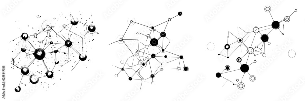 Poster abstract pattern of interconnected dots and lines resembling a network of neurons during a creative 