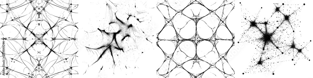 Poster artistic black and white abstract designs showcasing intricate patterns and textures
