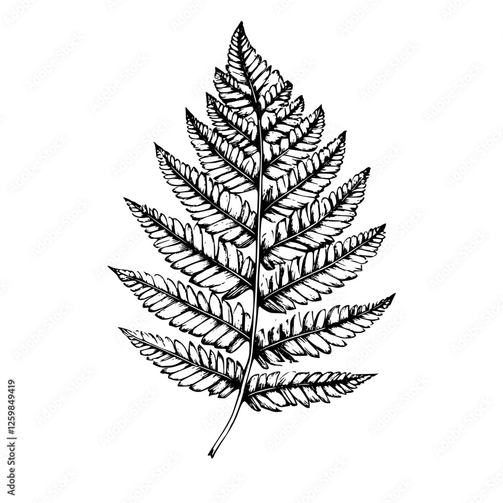 Poster detailed illustration of a fern leaf showcasing intricate patterns and structures found in nature