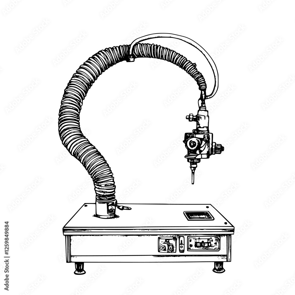 Poster innovative robotic arm used for precise material application in manufacturing processes