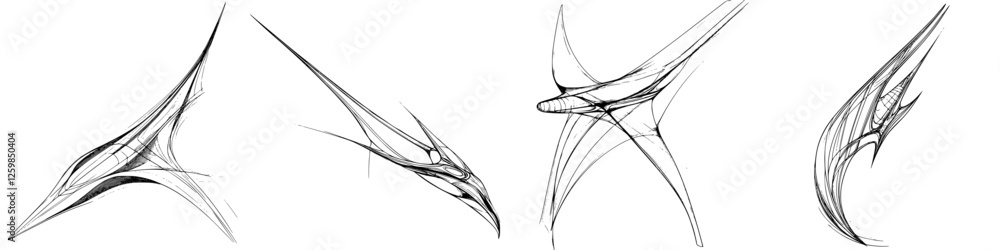 Poster vector illustration of abstract hand-drawn shapes depicting movement and flow in a creative design