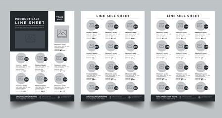  Product Line Sheet Template, Wholesale Template, Product Catalog Layout with 3 page design template