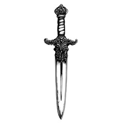 Obraz premium Intricate hand-drawn vector illustration of an ornate dagger with a decorative handle and blade