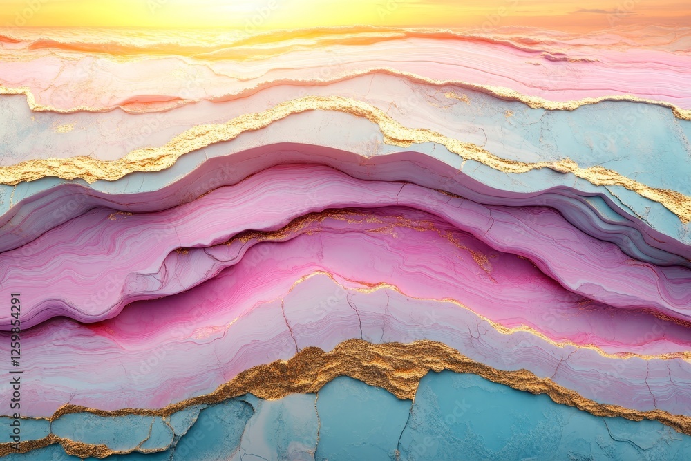Aufkleber a background that combines pink and gold hues with wavy lines in a dynamic and elegant composition