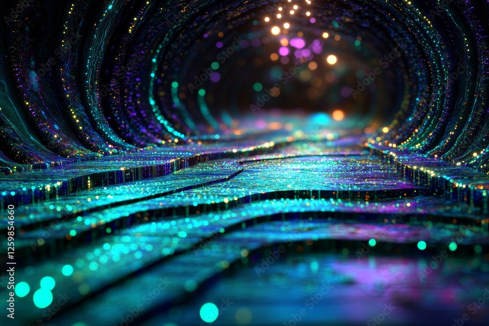 Poster modern digital lines form a vibrant high-tech abstract wave pattern