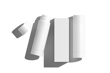 Lip balm container tubes with twist bottom and top cap mockup.