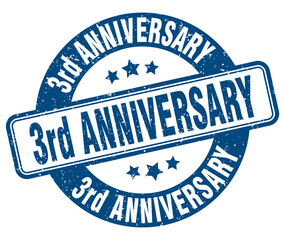 Obraz premium 3rd anniversary stamp. 3rd anniversary label. round grunge sign