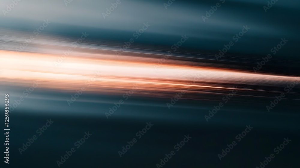 Poster blurred motion of a speeding automobile with a glowing light trail against a dark mysterious backgro