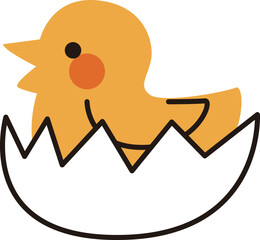 たまごから孵ったひよこのベクターイラスト © KAZUOMI