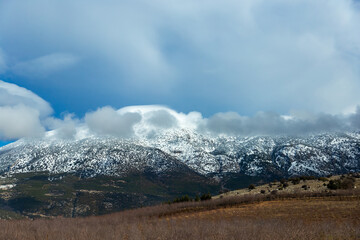 clouds over the mountains